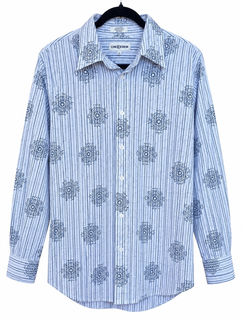 Chereskin Men’s XL Blue Medallion Stripe Long Sleeve Button Down Shirt